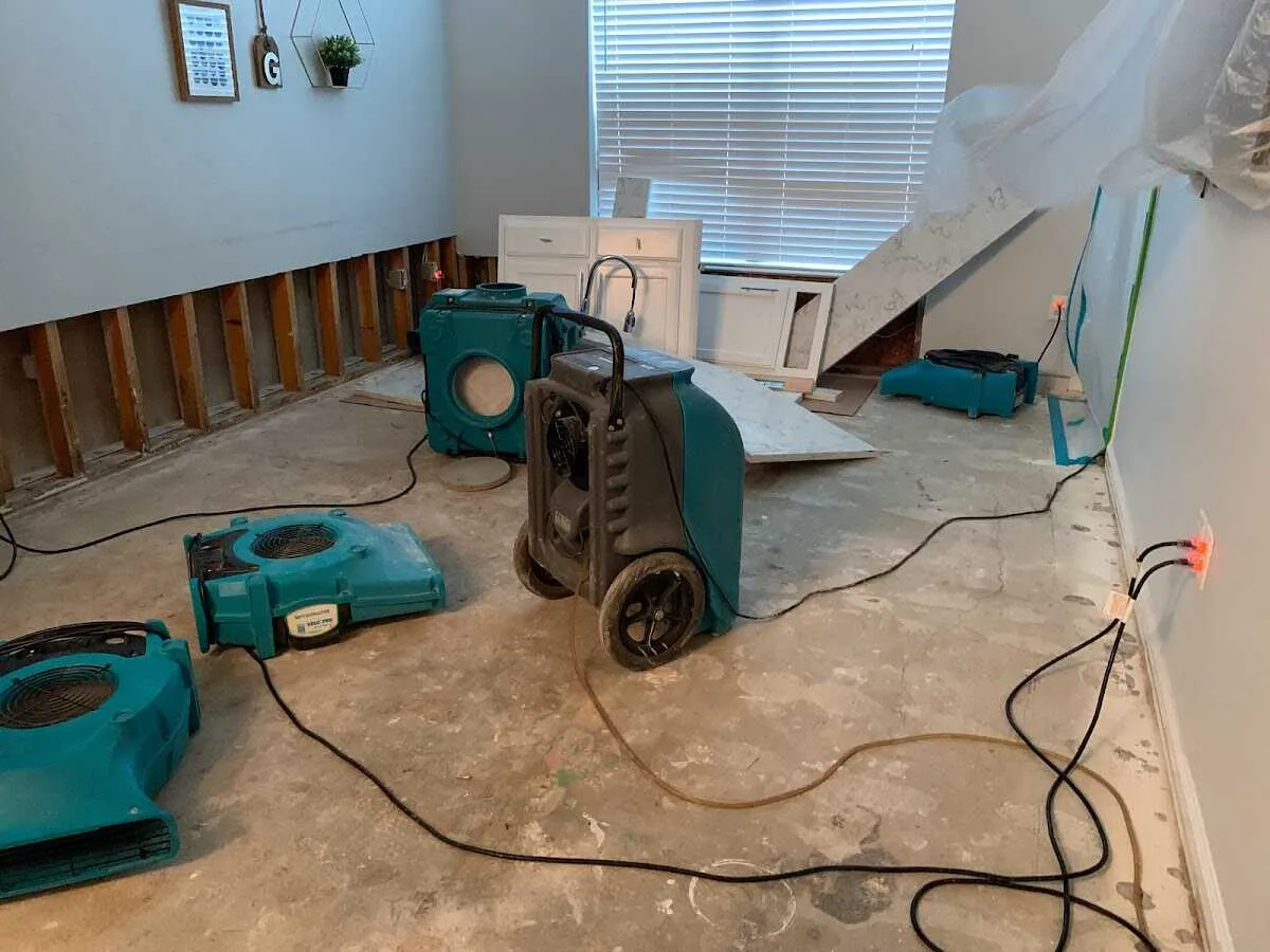 Dehumidifier in flood-cut room for Water Extraction & Removal in Berkeley Heights